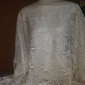 Miss 16 White Lace Women's Lace Shawl one size fits all